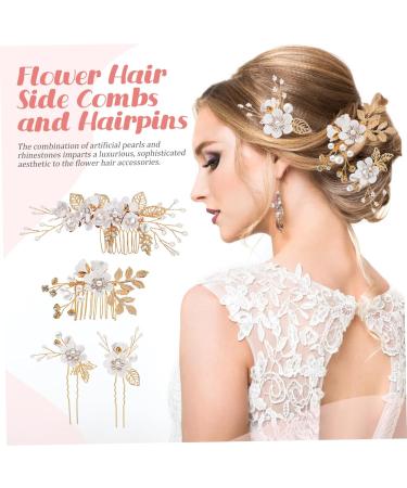 HAPINARY 1 Set Comb Set Bride Headdress U Shaped Hair Pins Rhinestone Hair Pins Hair Comb Clip Wedding Hair Comb Flower Hair Side Combs Bridal Hair Side Comb Handmade Hairpin White Alloy - Buy Online on GoSupps.com