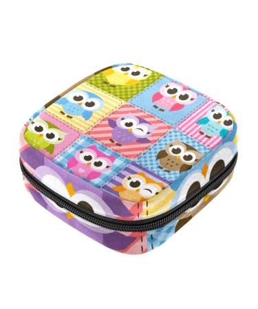 Colorful funny owls big eyes animal patterns napkin storage bags portable period pocket for women teenagers girls menstrual cup pocket breastfeeding insert holder