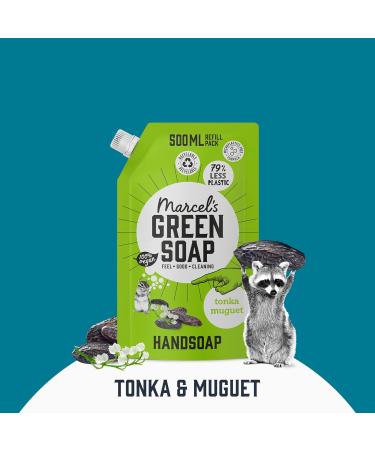 Marcel's Green Soap Hand Soap Refill Pack - Vegan & Eco-Friendly Tonka & Muguet 500ml (6 Pack) - 97% Biodegradable Liquid Soap - Buy Online on GoSupps.com