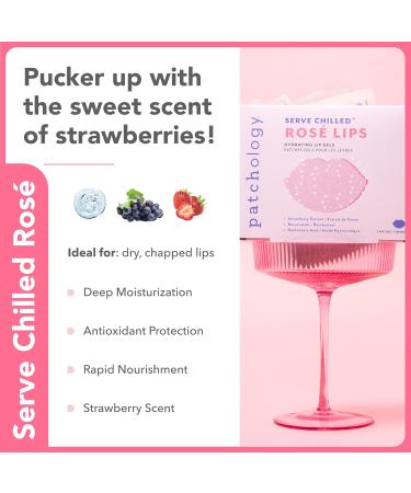Patchology Serve Chilled Ros Gel Lip Mask Hydrating Mask with Resveratrol & Hyaluronic Acid for Soft Feel Plumping & Moisture Strawberry Scented Solution for Dry or Chapped Lips 5 Count 0.48 Ounce (Pack of 5) - Buy Online on GoSupps.com