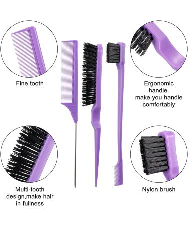 Dacitiery 3-Piece Hair Brush Set - Teasing, Bristle, & Edge Control Brushes - Purple | For Women, Babies, & Kids Hair - Buy Online on GoSupps.com