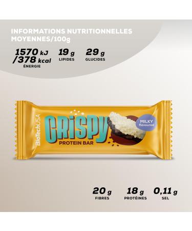 BioTechUSA Crispy Protein Bar | Sweet & Crunchy | High Protein Delight | On-the-Go Energy & Muscle Support 16x40g Milk - Buy Online on GoSupps.com