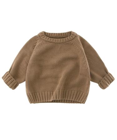 KISLOVE Knitted Jumper Girls Boys Winter Ribbed Knit Sweater Chunky Pullover Long Sleeve Knitwear Top Soft Unisex Toddler Baby Clothes Autumn Outwear 90 Coffee
