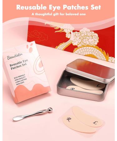 Shop Reusable Under Eye Patches - Silicone Eye Wrinkle Patches 2 Pairs with Metal Applicator & Tin Case - Buy Online on GoSupps.com