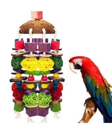 Mqupin bird parrot chewing toys 22 inch parrded play stuff colorful natural safe wood block swing for chewing for all parrots & bird (colorful) large-650g - Buy Online on GoSupps.com
