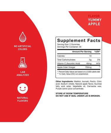 2-Pack Sugar-Free Apple Cider Vinegar Gummies for Detox & Immunity - Unfiltered ACV from The Mother - 120 Gummies - Buy Online on GoSupps.com