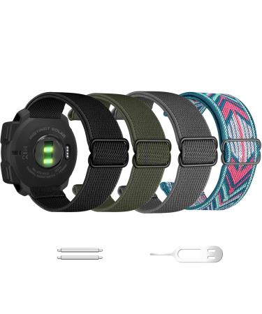 Abanen 22mm Elastic Watch Bands for Garmin Instinct / Instinct 2 Solar, Soft Stretchy Nylon Ultra-light Wristband Strap for Garmin Instinct Tactical / Tide / Esports/ Instinct Solar 4PCS Multicolor