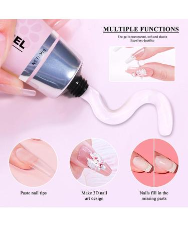 Gel Nail Kit With Tips | Girls Extend Nail Tips Set | With Nail Gel Nail Paint Brush Nail Scrub Strip Nail Scissors Nail Tips Nail Lamp Transparent Tips Nails Set - Buy Online on GoSupps.com