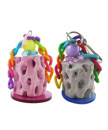 PengLAI 2 Pcs Parrot Chew Toy Bird Beak Calcium Stone Hanging Chew Toy for Parrot Macaw African Grey Parrot Cockatiel (Random Color) - Buy Online on GoSupps.com