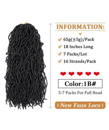 Showjarlly 7 Packs New Faux Locs Crochet Hair - Pre Looped Soft Locs Braiding Hair for Black Women - 1B# 18 Inches - Buy Online on GoSupps.com