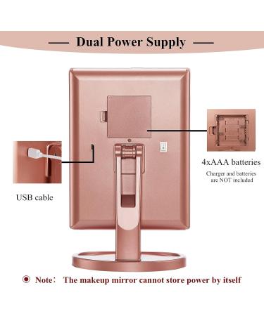 HMGOLD LED Makeup Vanity Mirror - 2X 3X 10X Magnification, Touch Control Dimmable, Dual Power Supply - Portable & Travel-Friendly Gift for Women - Rose Gold - Buy Online on GoSupps.com