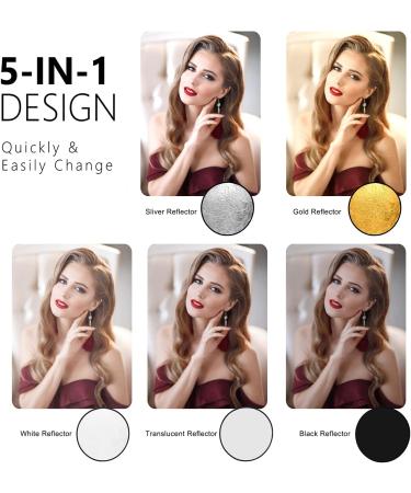 Obeamiu 2 Pack 43 Inch 5-in-1 Collapsible Light Reflector Set with Bag - Ideal for Photo Studio, Photography, and Outdoor Lighting - Buy Online on GoSupps.com