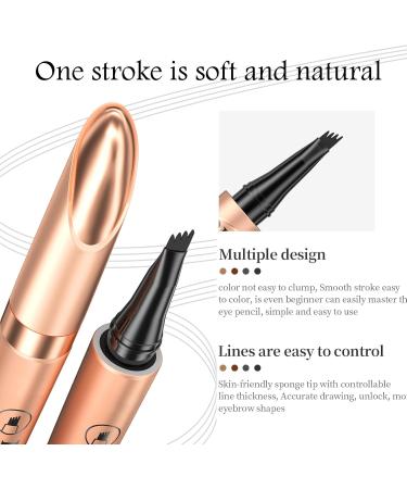 GCVSE Eyebrow Pencil 2PCS Microblading Eyebrow Pencil with 4 Micro-Fork Tips Long-Lasting Brow Waterproof Smudgeproof Brow Pen - Easy Creation of Natural Looking Defined Eyebrows (Black) - Buy Online on GoSupps.com