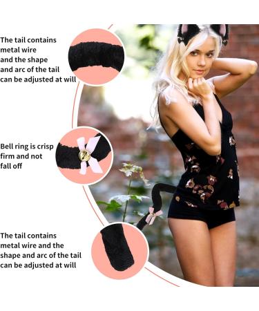 3 Pcs Cat Ears and Tail Adult Cat Tail Cosplay Cat Ear Hairband Set Adult Cat Ears and Tail Furry Wolf Fox Ears Headband Long Tail with Bells Necklace for Animal Dress Up Cat Halloween Cosplay - Buy Online on GoSupps.com