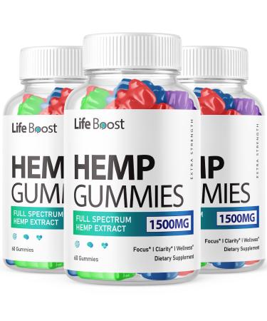 (3 Pack) Life Boost Hemp Gummies Advanced Strength Performance Hemp Blend Formula Big Size Lifeboost Hemp Gummy with 25mg Hemp Extract Great Taste 1500mg Per Bottle New 2024 Gummies (180 Gummies) 60 Count (Pack of 3)