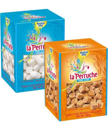 La Perruche White and Brown Natural Cane Sugar Cubes 500g each (Pack of 2)