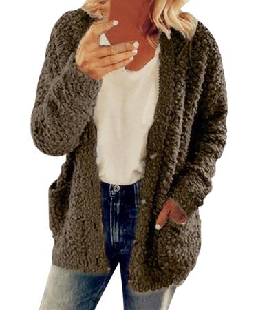 Hanxiulin Oversized Plush Jacket for Women - Warm Lined Fleece Coat with Hood | Casual Fashion Winter Jacket - Buy Online on GoSupps.com
