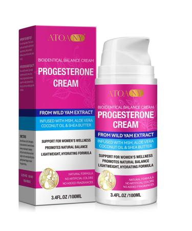 Progesterone Balance Cream for Women - Infused with MSM Aloe Vera Coconut Oil & Shea Butter | 3.4 fl oz Gluten-Free Non-GMO Vegan-Friendly | Daily Skin Comfort & Balanced-Looking Skin Support