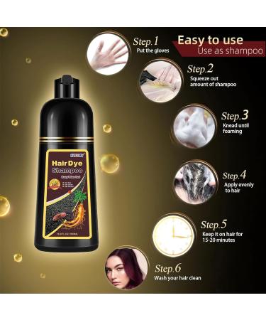 Dark Wine Red Hair Dye Shampoo for Gray Hair | 3 in 1 Herbal Color | 100% Coverage for Men & Women | 500ml Instant Color - Buy Online on GoSupps.com
