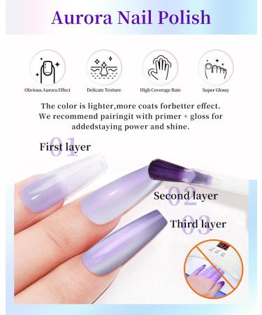 Holographic Aurora Shimmer Nail Gel Glue Polish 2Pcs Long-Lasting Chrome Mermaid Gel Polish Pearl Blue Pink Iridescent Glitter Pearlescent Glossy Colored Trendy Nail Gel Polish Home DIY Gift-235+236 Pearl Blue+ Pink - Buy Online on GoSupps.com