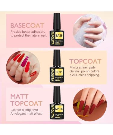 MAQUITA Gel Nail Polish Set with 48w Lamp Starter Kit - 17 Colorus Nail Salon Set - with No Wipe Glossy & Matte Top Coat and Base Coat - DIY Manicure Tool Gift for Beginners at Home - Buy Online on GoSupps.com