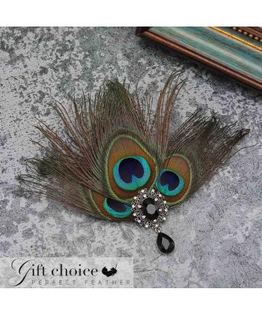 Gortin 1920s Flapper Hair Clip - Great Gatsby Peacock Feather Headpiece for Roaring 20s Prom Party - Crystal Rhinestone Wedding Hair Pin for Women - Buy Online on GoSupps.com