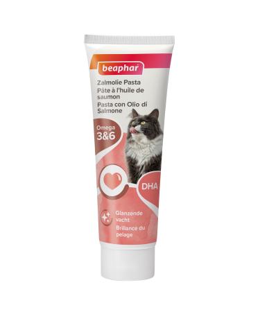 BEAPHAR – Salmon oil paste for cats, special coat beauty – Complementary food – Promotes coat shine – Maintains the proper functioning of the cardiac system – 100 g tube