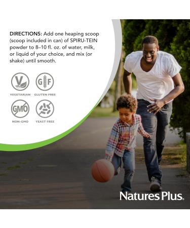 NaturesPlus SPIRU-TEIN Chocolate - 1.05 lb - Plant-Based Protein Shake - Non-GMO Vegetarian Gluten Free - 17 Total Servings 1.05 Pound (Pack of 1) - Buy Online on GoSupps.com