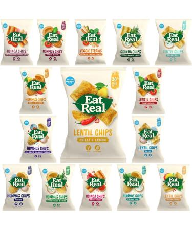 Eat Real Chips Packet Pick N Mix - Choose From 20+ Flavours | Chilli - Lemon Veggie Straws Tomato - Basil Sea Salt Sour Cream & Chive - Pack of 2 1 count (Pack of 2)