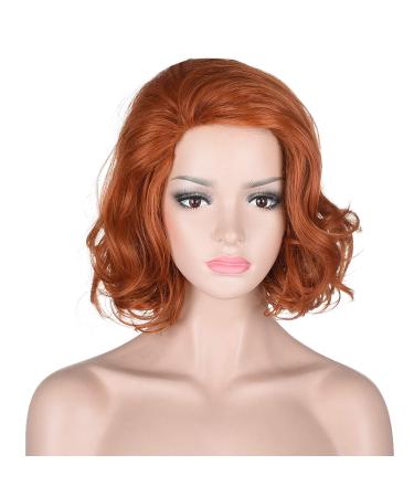 Morvally Women 13" Short Wavy Ginger Orange Wig for Cosplay Costume Halloween Party