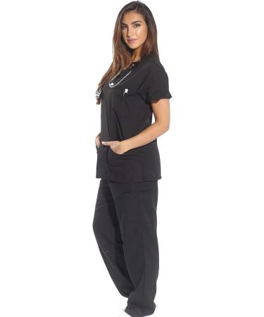 Just Love Women's Six Pocket Medical Scrubs Set - V-Neck Cargo Pant, Large Black - Buy Online on GoSupps.com