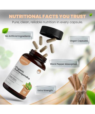 Organic Ashwagandha 1500mg per Serving 120 Veggie Capsules with Black Pepper Extract High Strength Adaptogen for Stress Relief Energy & Immune Support Non-GMO Gluten Free - Buy Online on GoSupps.com
