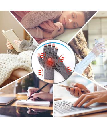 Compression Rheumatoid Arthritis Gloves for Joint Pain Relief - Fingerless Carpal Tunnel Gloves for Women/Men - Gray (Large) - Buy Online on GoSupps.com