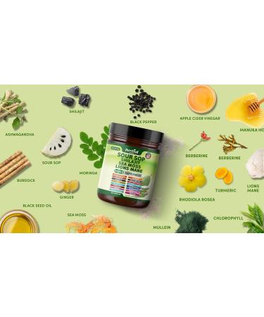 PureLeaf Naturals - Soursop Shilajit Sea Moss and Lions Mane - 24-in-1 Supplement with Ashwagandha Black Seed Oil Rhodiola Rosea Ginger Collagen Turmeric - Made in USA - 60 Capsules - Buy Online on GoSupps.com