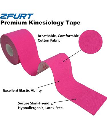 Zfurt Cotton Kinesiology Tape | Latex Free Elastic Sports Tape | Rose Red | 4 Rolls (16ft) | Pain Relief & Injury Prevention - Buy Online on GoSupps.com