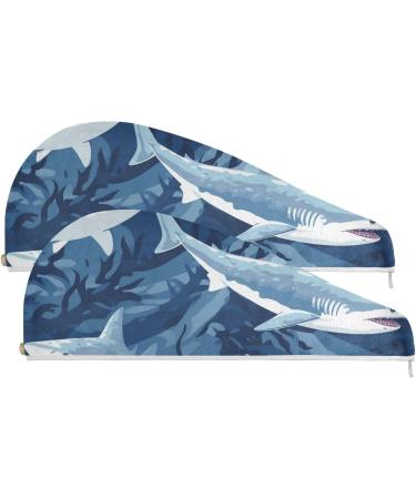 Sharks-2734 Hair Towel 2 Pack - Super Absorbent Quick Dry Hair Turbans for Women & Girls | Perfect Hair Drying Solution - Buy Online on GoSupps.com
