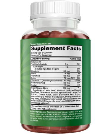 Feel Great Super Green Gummies Teen Vitamins | Vegan Veggie Gummy Multivitamin for Teens | Fruit and Vegetable Supplement | Veggie Fiber Supplement | 60 Count Teen Greens - 60 Count - Buy Online on GoSupps.com