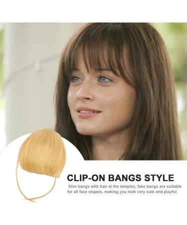 Bang Extensions Clip Human Hair - French Bangs Clip on Fake Bangs Fringe - Natural Color Fringe Hairpieces Stylish Neat Bangs Hair Extension for Girls Women 613# - Buy Online on GoSupps.com