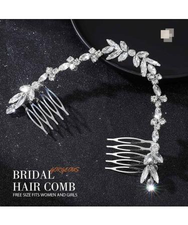 Handcess Bridal Wedding Hair Comb - Silver Rhinestone Hairpiece & Crystal Side Combs for Women & Girls - Elegant Wedding Hair Accessories - Buy Online on GoSupps.com