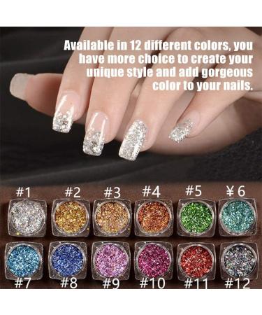 Nail Art Palette Kit - 12 Boxes Geometric Glitter Stickers for DIY Manicure Decoration - Buy Online on GoSupps.com