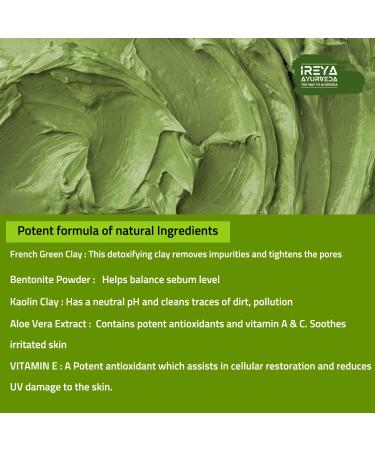 Hydrating Green Tea Clay Mask - Deep Cleansing Facial Mask with French Green Clay Kaolin Vitamin E & Aloe Vera - Buy Online on GoSupps.com