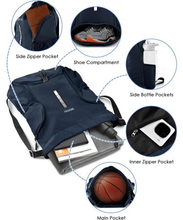 Buy Waterproof Brotou Gym Bag - Sports Backpack with Shoe Compartment for Men Women & Youth - Perfect for Football & Fitness - Dark Blue - Buy Online on GoSupps.com