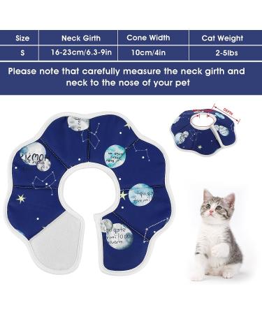 TIESOME Small Cat Cone Collars Adjustable Kitten Recovery Cone Collar After Surgery Fasteners Collars for Small Cats Protective Cat Recovery E-Collar 6.3-9inch Neck Diameter(S Size Constellation) - Buy Online on GoSupps.com