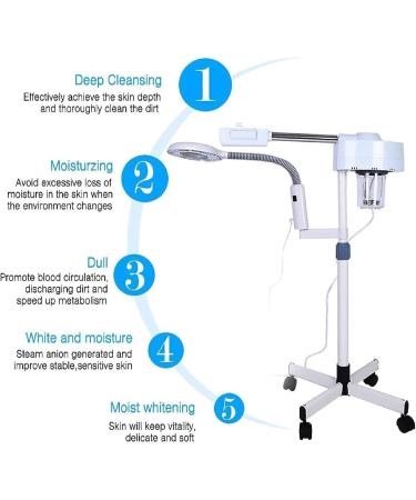 2 in 1 Facial Steamer Portable Professional Ionic Ozone Steamer with Magnifying Lamp for Beauty Spa Face Clean Skin Care Promote Blood Circulation and Sweep Sediment - Buy Online on GoSupps.com
