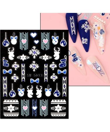 3D Christmas Nail Stickers 6 Sheets 5D Self-Adhesive Embossed Nail Decal Elk Snowflakes Nail Art Decoration Design Supplie - Buy Online on GoSupps.com