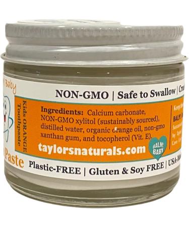 Balm Baby Teeth Paste - All Natural Fluoride-Free Kids Toothpaste with Xylitol - Sweet Orange - Made in USA - Glass Jar - Zero Waste Packaging - Buy Online on GoSupps.com