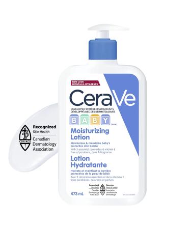 CeraVe BABY Moisturizing Lotion Gentle Skin Care for Face & Body with Ceramides Hyaluronic Acid Niacinamide & Vitamin E. Fragrance-Free Paraben-Free Dye-free. Sensitive skin non-greasy 473ML 473 ml (Pack of 1) LOTION Lotion