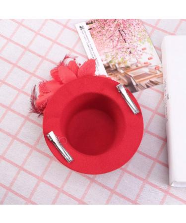 FRCOLOR Top Hat Hair Clip Feather Flower Decor Clips Fascinator Hat Veil Red Mini Top Hat for Tea Party Wedding Party - Buy Online on GoSupps.com