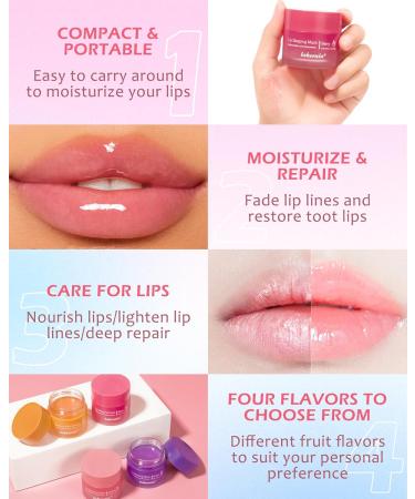 Sleeping Lip Mask Moisturising Lip Mask Overnight Ultra Nourishing Lip Sleeping Mask with Wall Hydrating & Lip Care Treatment Repairs for Women with Dry and Wrinkle Lips-03 3# Grapefruit - Buy Online on GoSupps.com