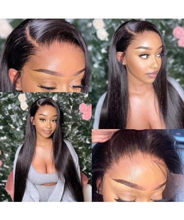 Queen Story 26 Inch Lace Front Human Hair Wig 13x4 Straight 180% Density HD Transparent Lace Frontal for Black Women - Natural Color | Pre Plucked with Baby Hair - Buy Online on GoSupps.com